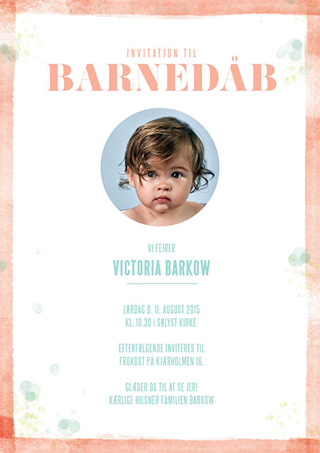 Barnedåb - Victoria Barkow Dåbsinvitation